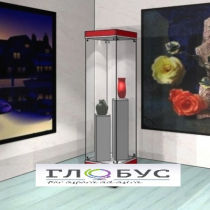 Витрина музейная квадратная с фризом с двумя пьедесталами - «globural.ru» - Нижневартовск